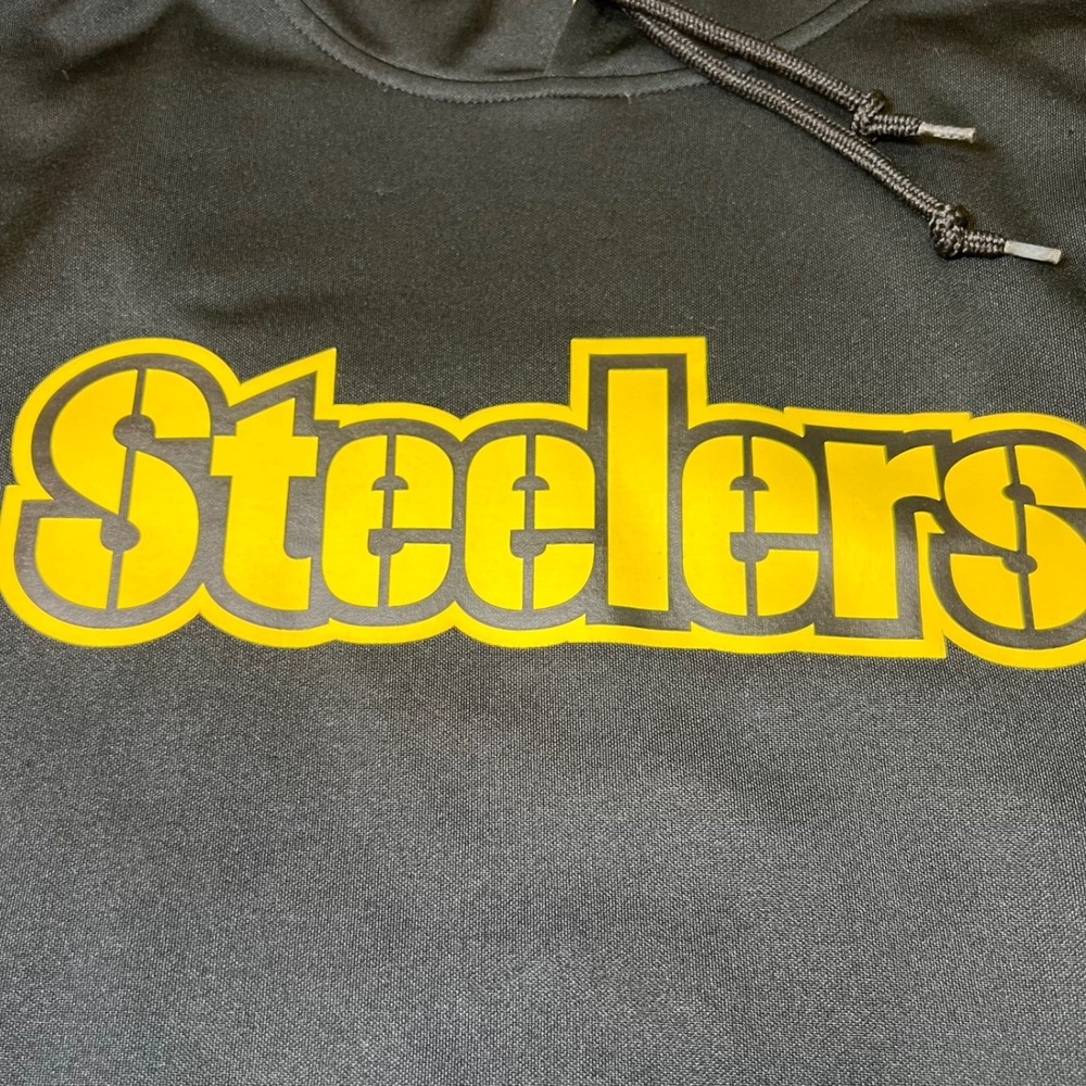NFL Team Apparel Mens Size Large Pittsburgh Steelers Hoodie Black Yellow Zebra - Picture 6 of 13